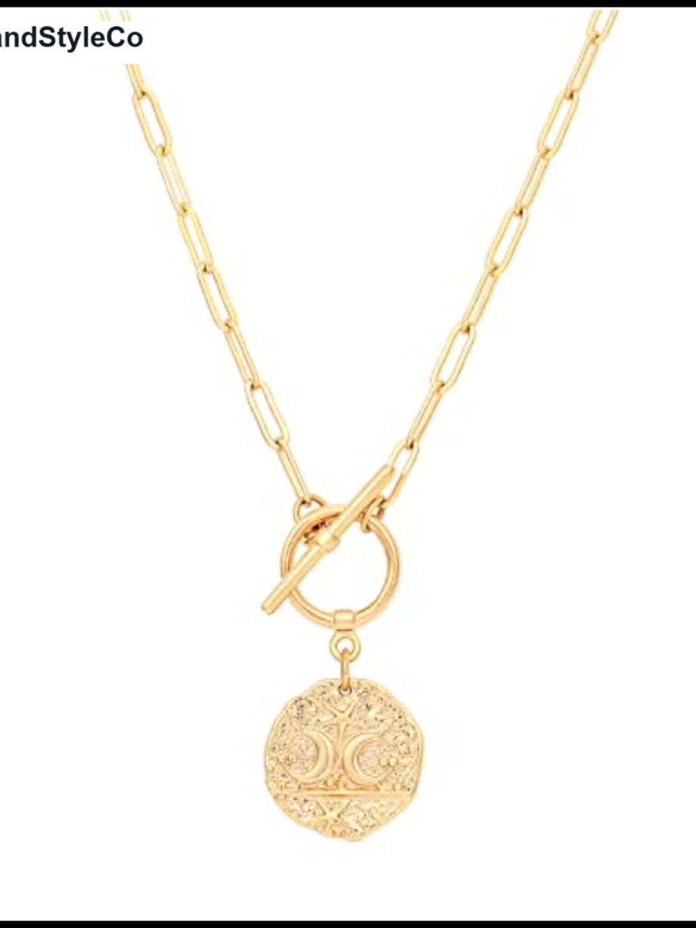 18K Gold Plated Moon Star Medallion Pendant Necklace Choker Layering Jewelry